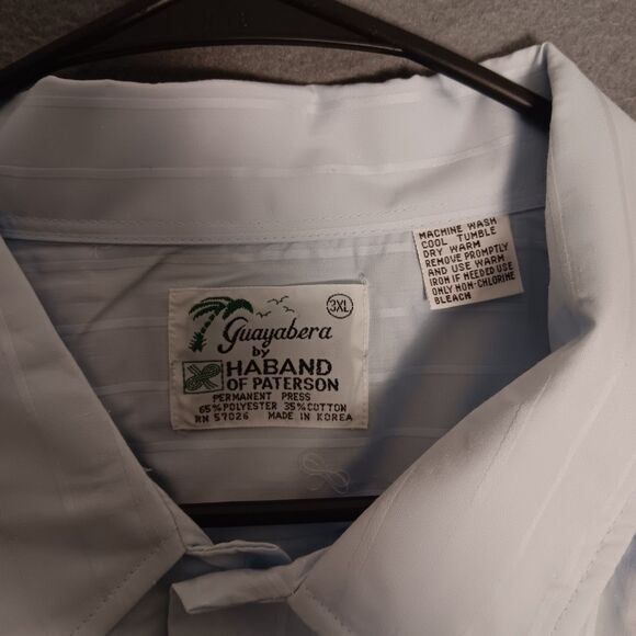 90s Genuine Guayabera Haband Cuban Style AQUA blue Embroidered Shirt XXL -NWOT - Picture 2 of 15